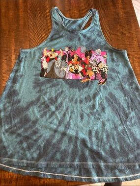 Disney Blue Tie-Dye Tank Top with Villains Graphic